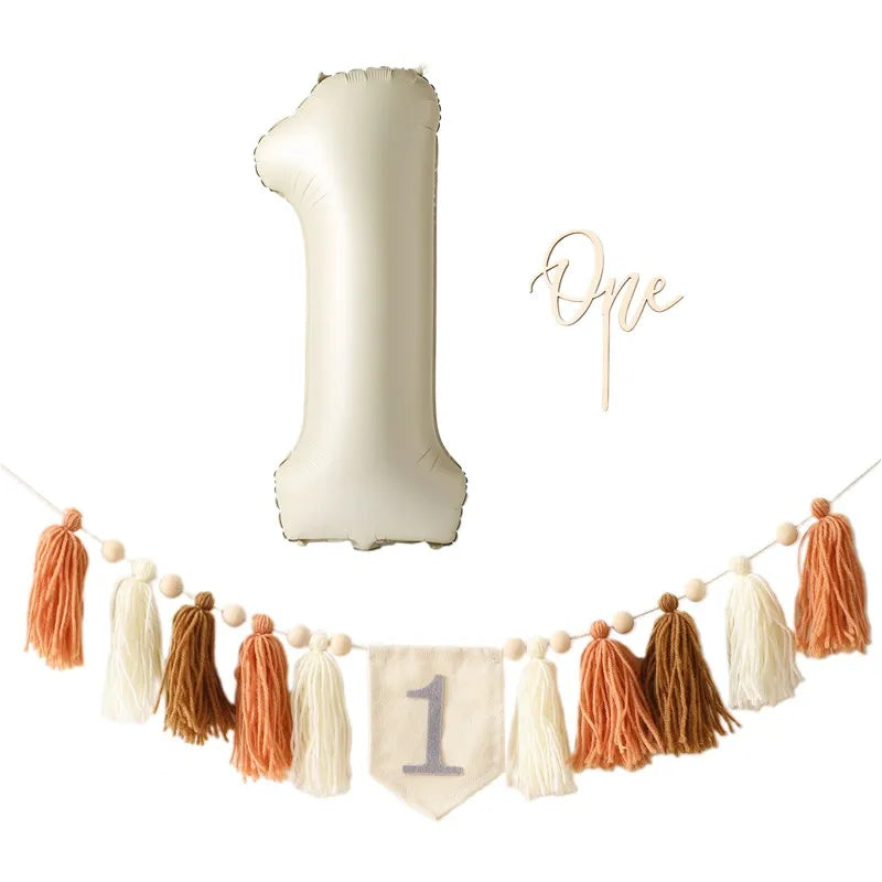 Baby Birthday Tassel Banner Milestone Party Decoration