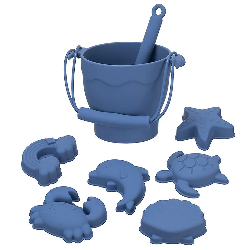 Silicone Beach Toy Set with Bucket Shovel and Water Play