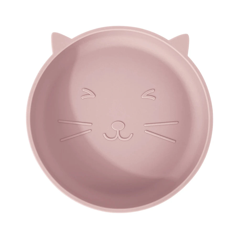 Silicone Baby Plate Cartoon Cat Feeding Bowl Kids Dishes