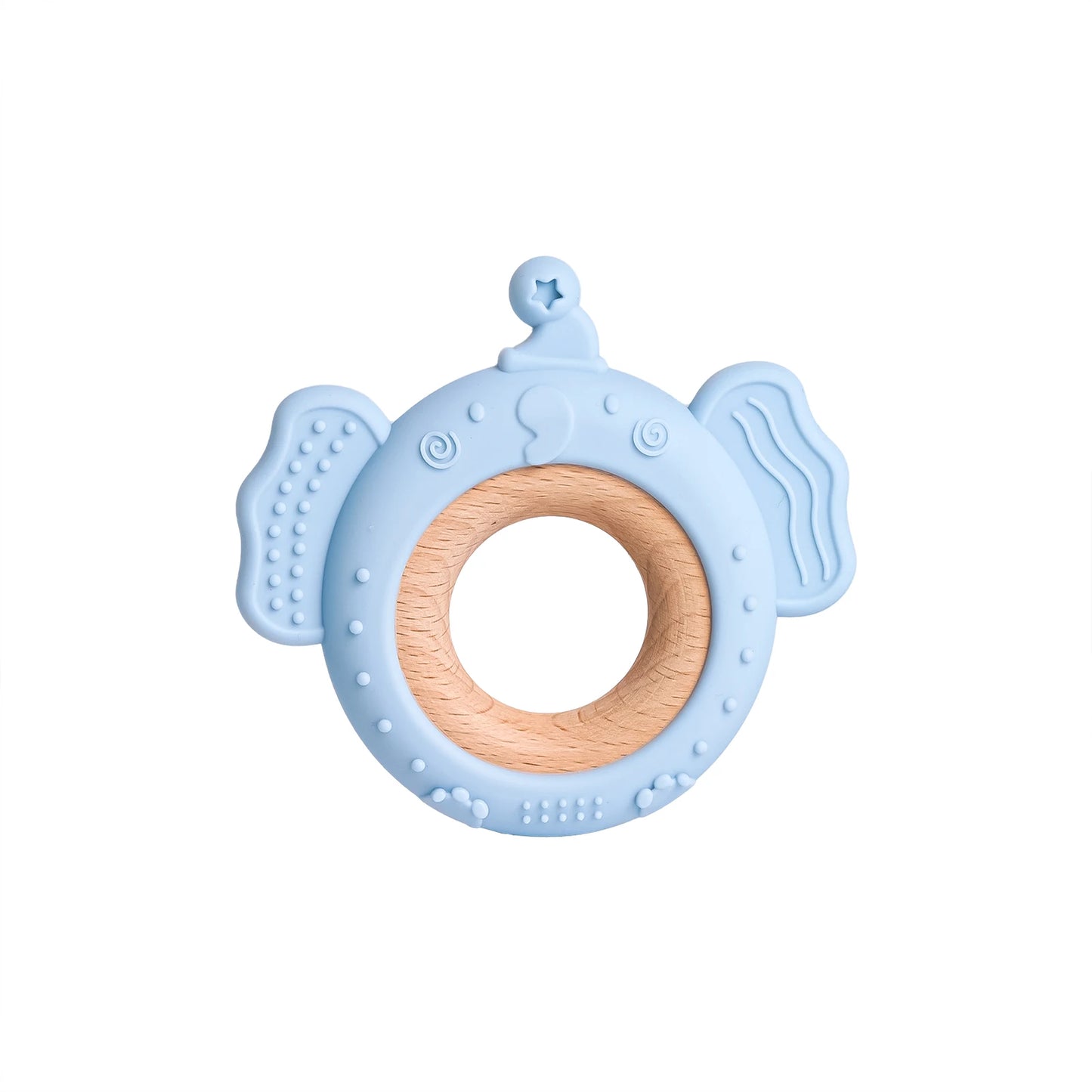 Baby Silicone Frog and Deer Wooden Teether Pendant