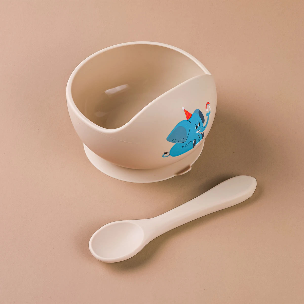 Spill Proof Baby Silicone Feeding Bowl with Spoon