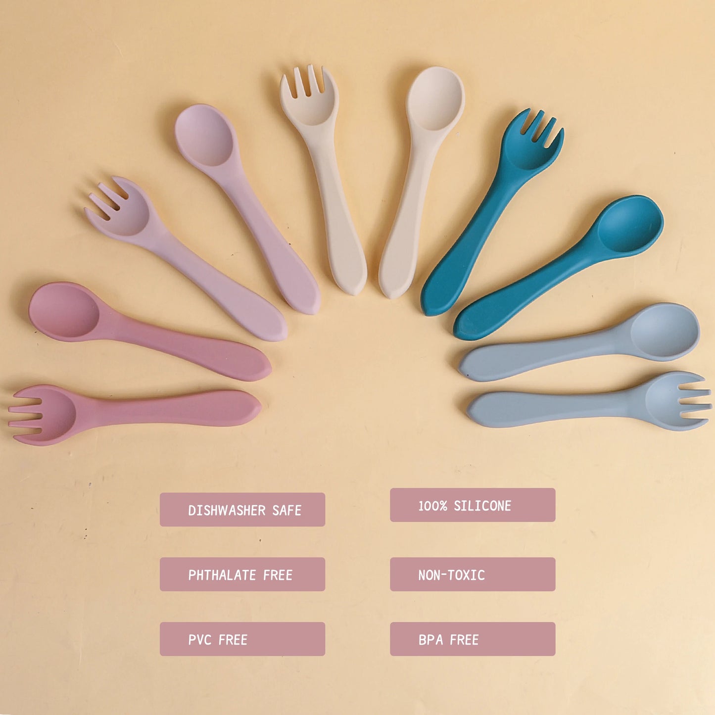 Soft Silicone Baby Spoon and Fork Set