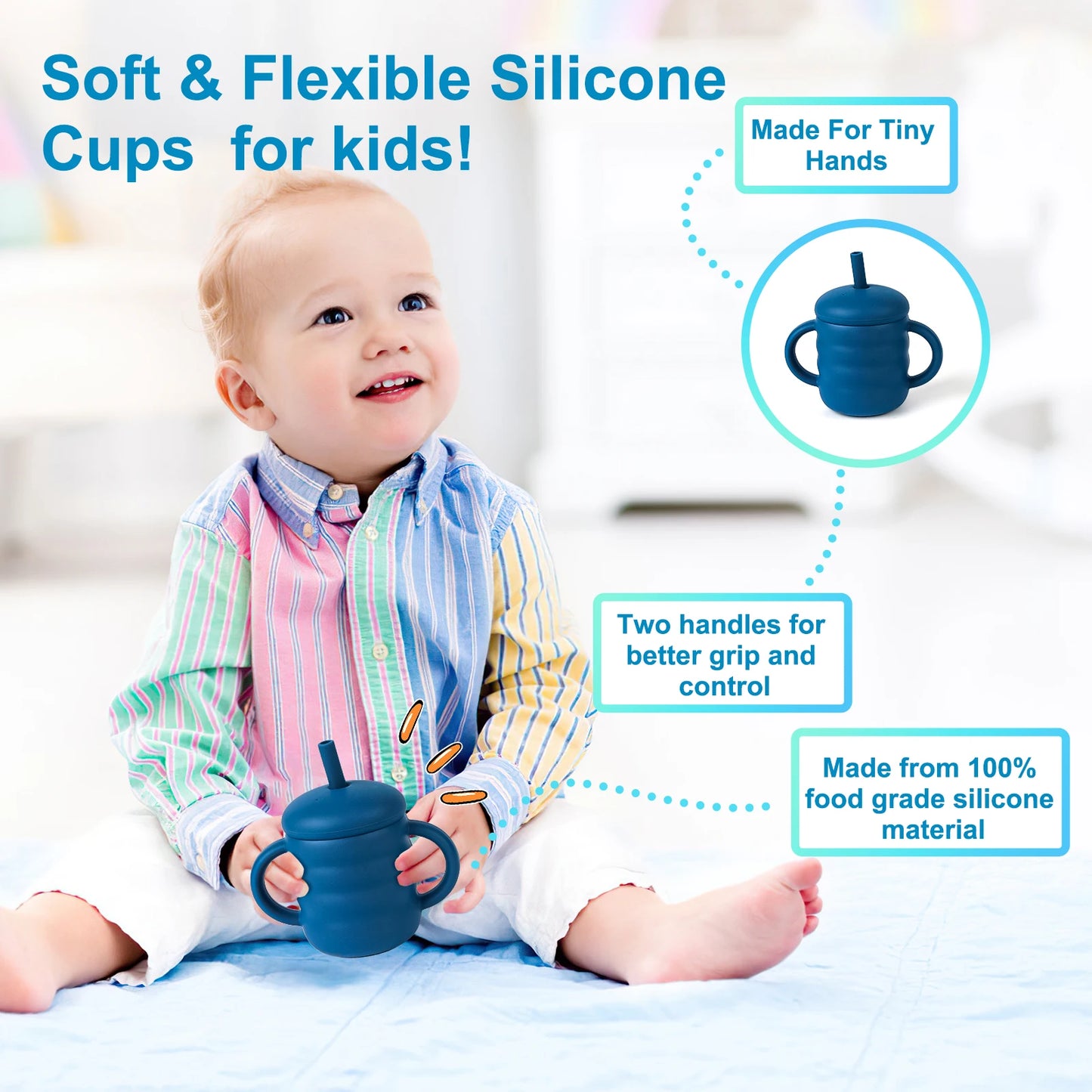 Silicone Baby Drinking Cup Portable Learning Hand Grip