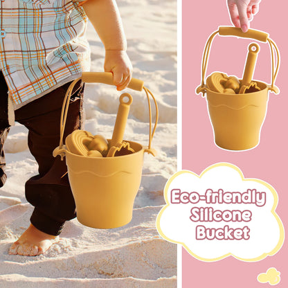 Silicone Beach Toy Set with Bucket Shovel and Water Play