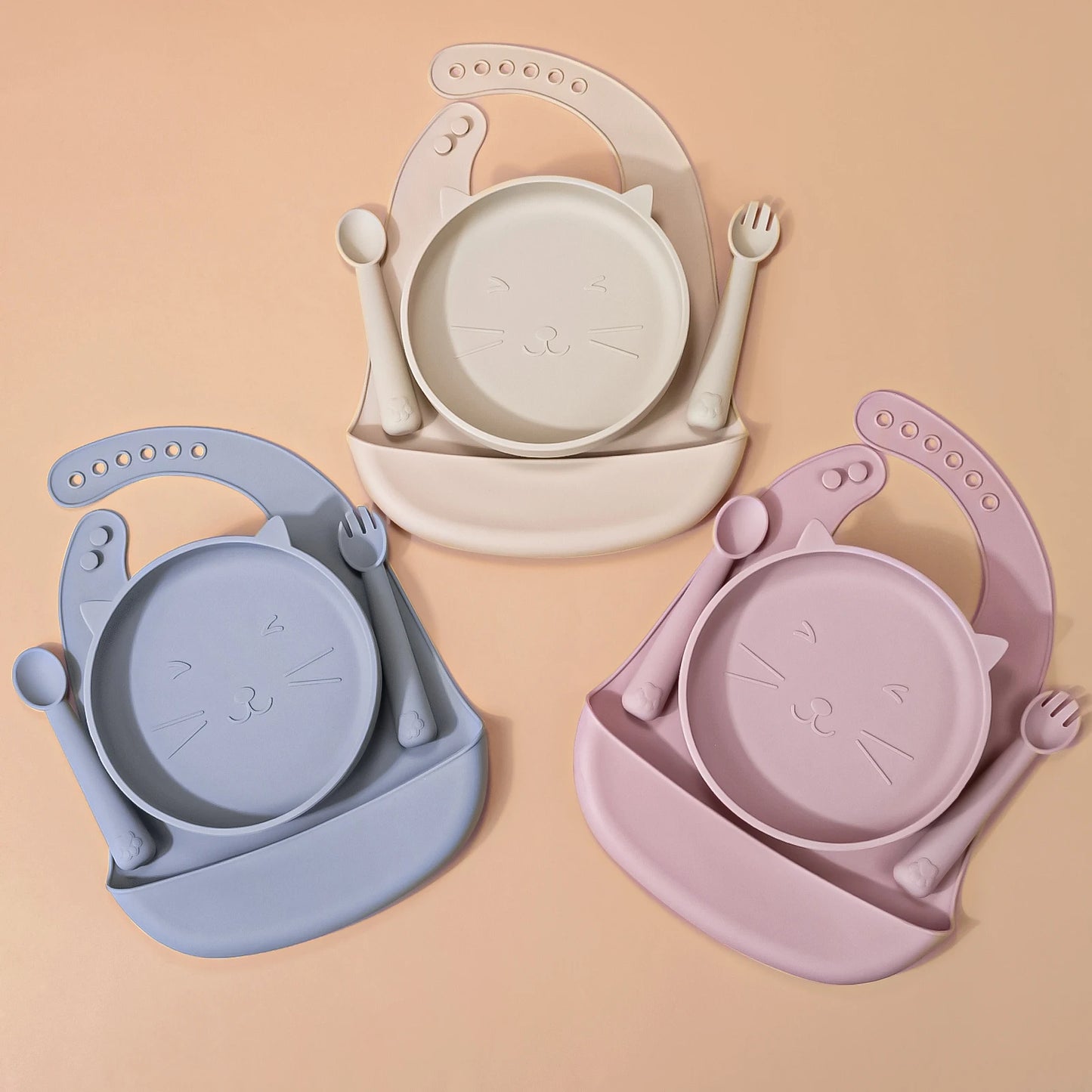 Baby Feeding Set with Suction Tray and Bib
