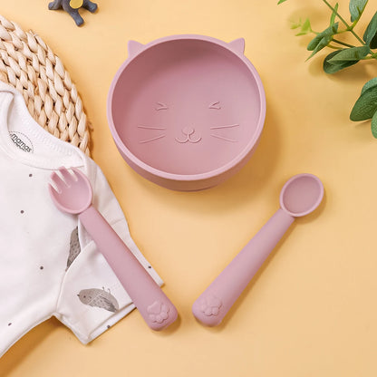 Baby Silicone Suction Bowl and Feeding Spoon Set