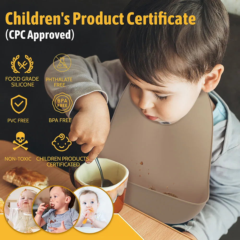 Easy Clean Baby Silicone Eating Bibs