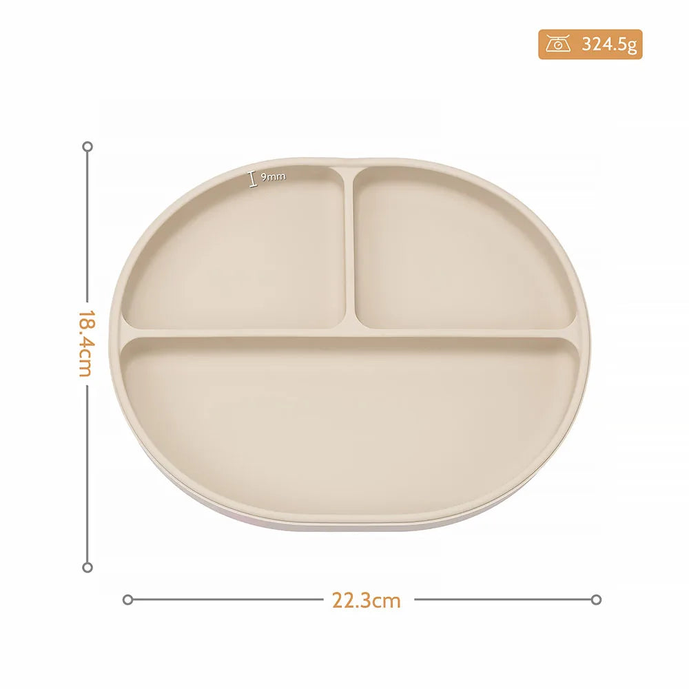Baby Dinner Plate with Wooden Handle Spoon Fork Set