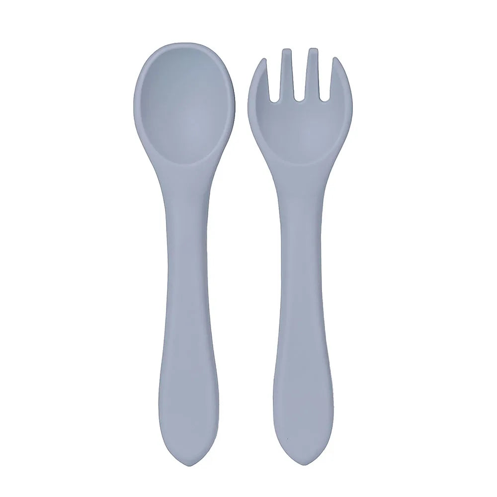 Soft Silicone Baby Spoon and Fork Set