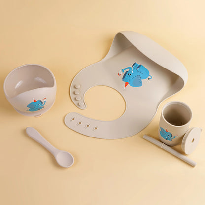 Baby Feeding Bowl and Bib Set with Spoon and Fork