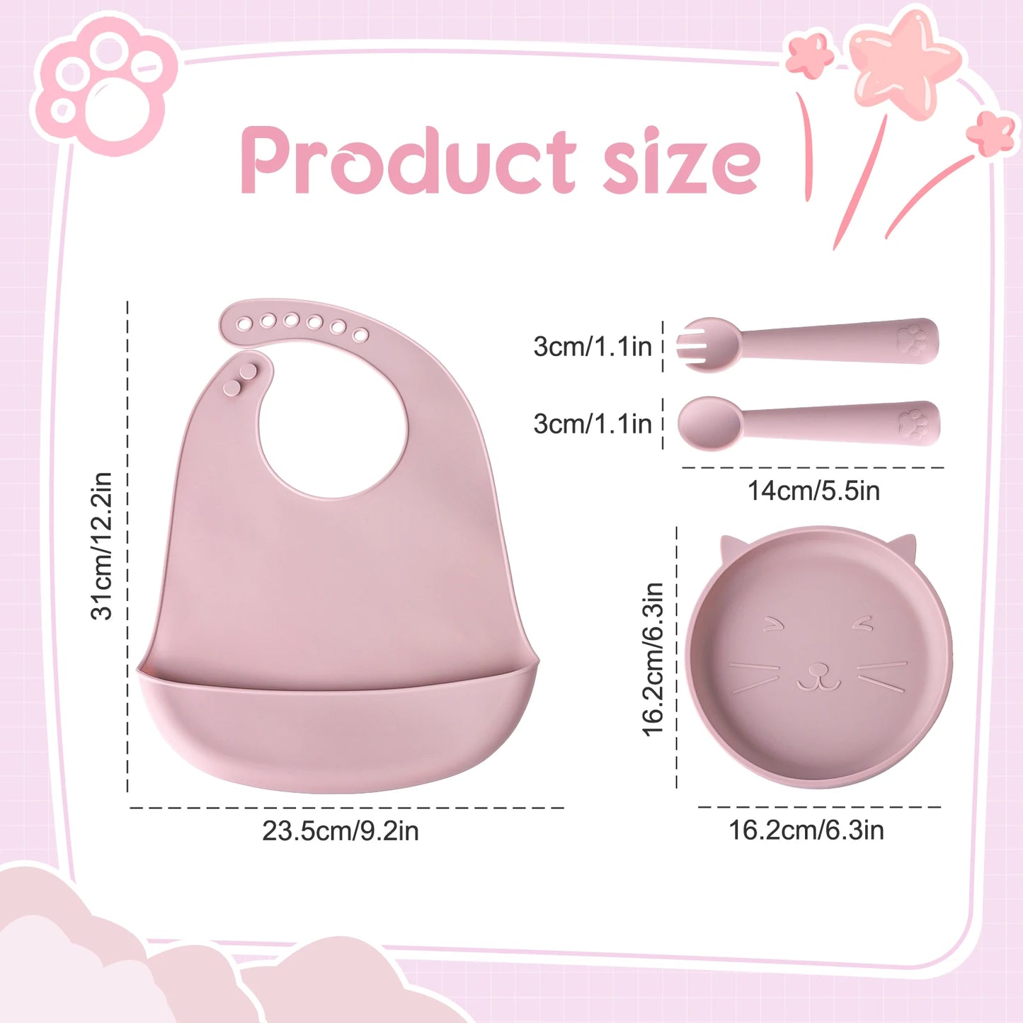 Baby Feeding Set with Suction Tray and Bib