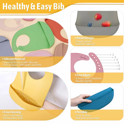 Easy Clean Baby Silicone Eating Bibs