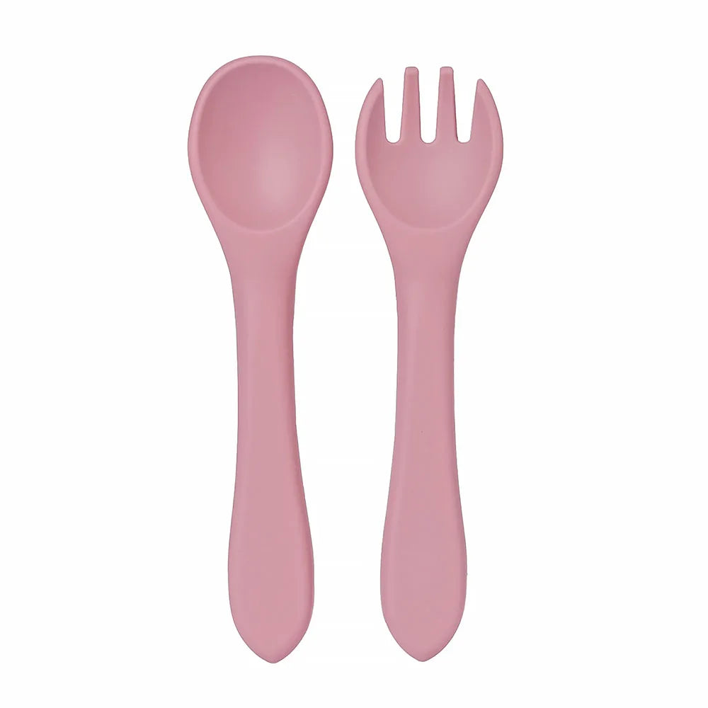 Soft Silicone Baby Spoon and Fork Set