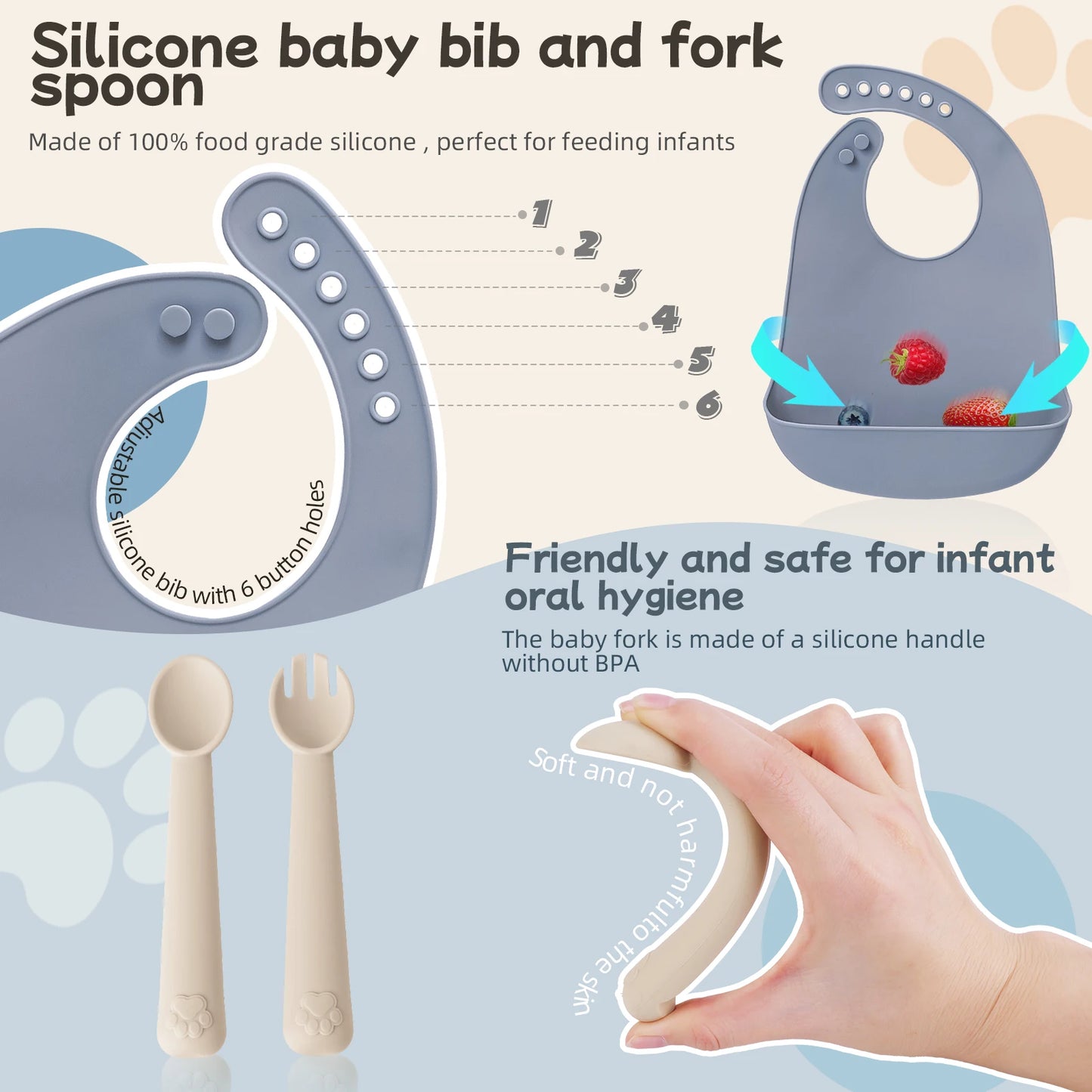 Baby Feeding Set with Suction Tray and Bib