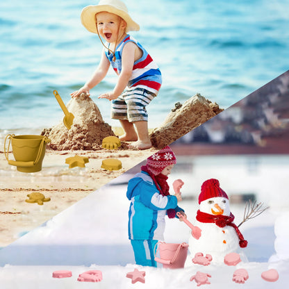 Silicone Beach Toy Set with Bucket Shovel and Water Play