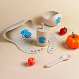 Baby Feeding Bowl and Bib Set with Spoon and Fork