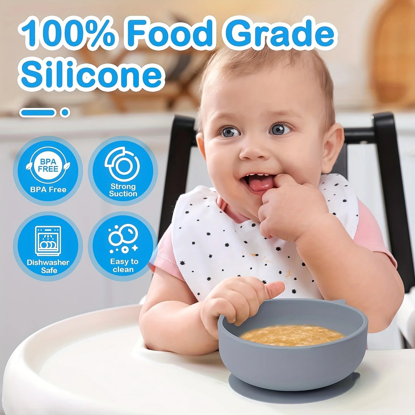 Baby Silicone Suction Bowl and Feeding Spoon Set