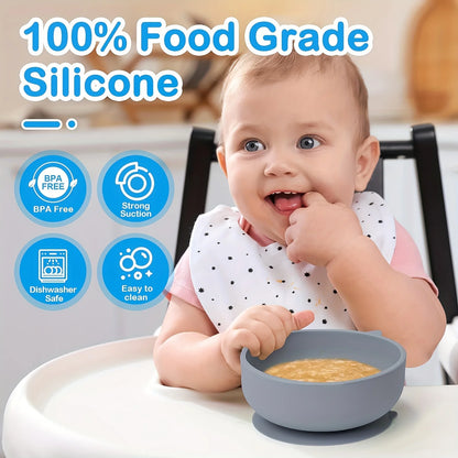 Baby Silicone Suction Bowl and Feeding Spoon Set