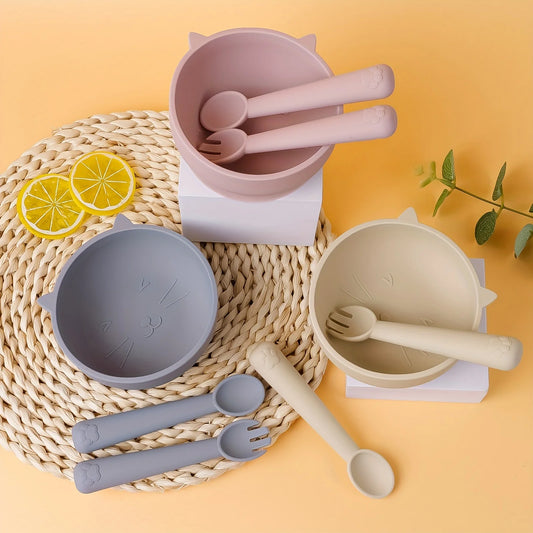 Baby Silicone Suction Bowl and Feeding Spoon Set