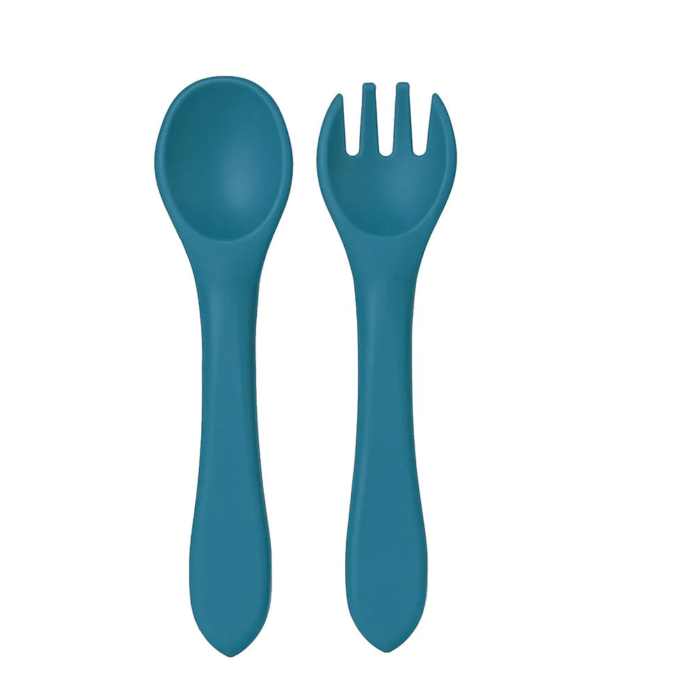 Soft Silicone Baby Spoon and Fork Set