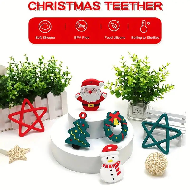 Baby Christmas Silicone Teether Gloves and Stick