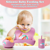 Baby Feeding Bowl and Bib Set with Spoon and Fork