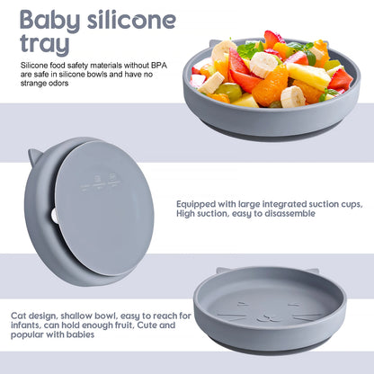 Baby Feeding Set Silicone Plate Spoon Fork Training Tableware