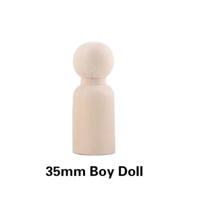 Wooden Peg Dolls DIY Unfinished Room Decor Toy Set