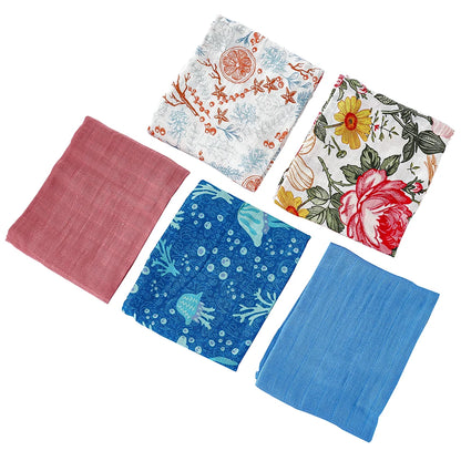 Multifunctional Cotton Muslin Baby Bib and Burp Cloth Pack