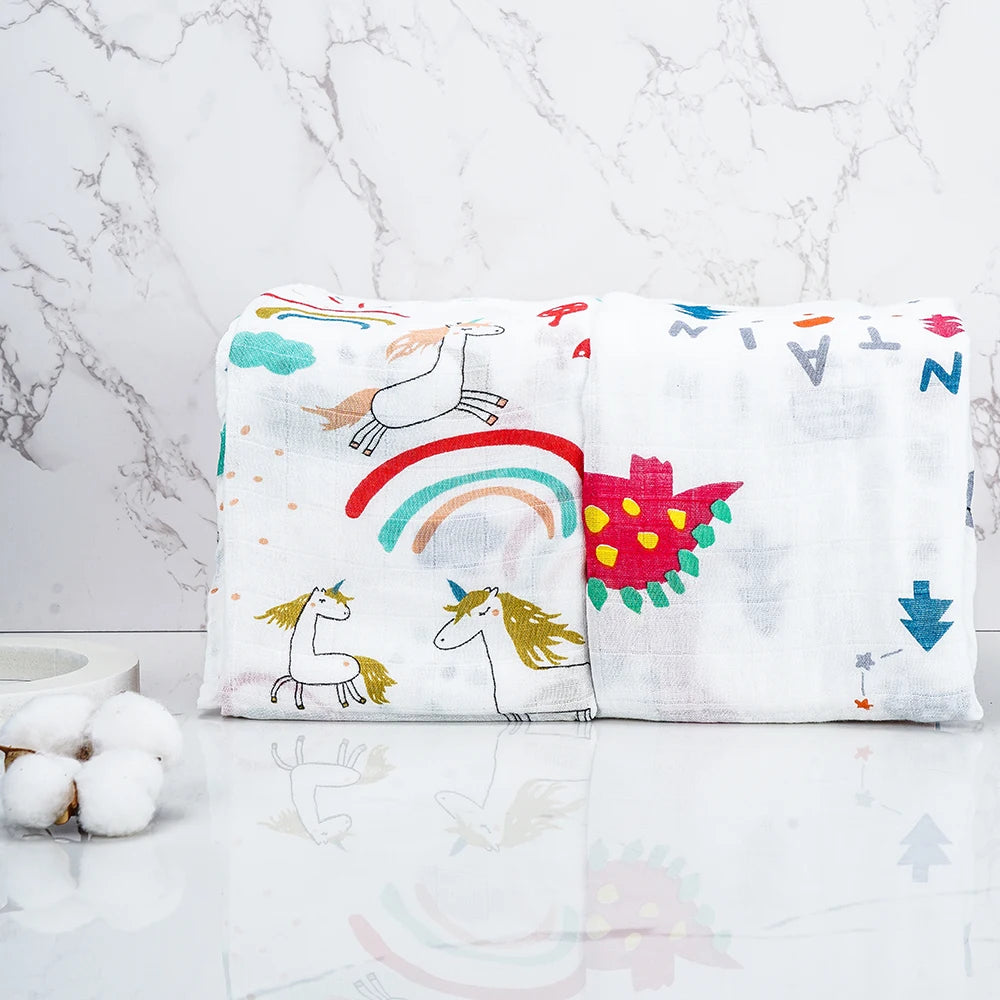Bamboo Cotton Muslin Baby Swaddle Blanket Quilt