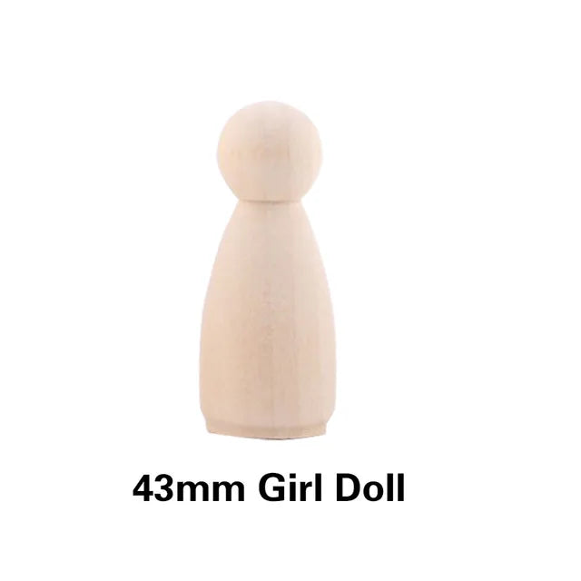 Wooden Peg Dolls DIY Unfinished Room Decor Toy Set