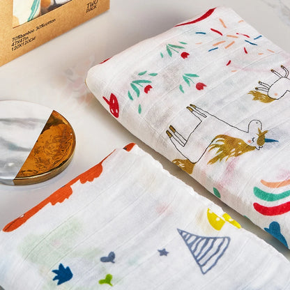 Bamboo Cotton Muslin Baby Swaddle Blanket Quilt