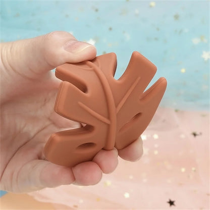 Silicone Leaf Baby Teether Rattle