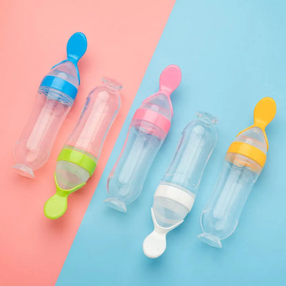 Baby Feeding Bottle with Silicone Spoon Training Feeder