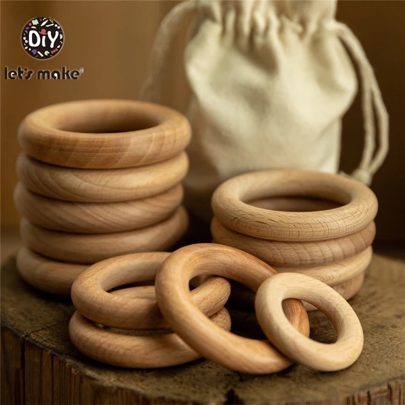 Wooden Rings DIY Maple Wood Teething Toys Smooth Finish