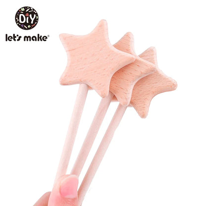 Wooden Star Magic Wand Beech Teething Toy Montessori Gift
