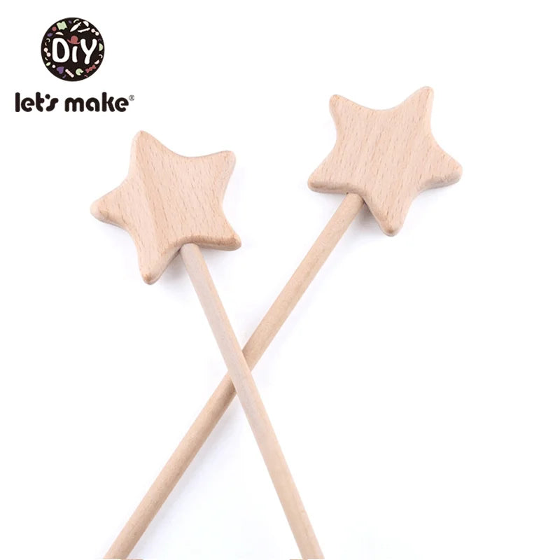 Wooden Star Magic Wand Beech Teething Toy Montessori Gift