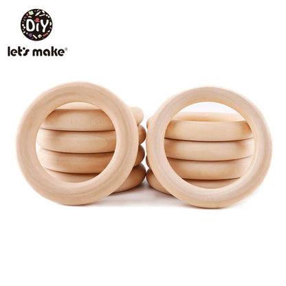 Wooden Rings DIY Maple Wood Teething Toys Smooth Finish
