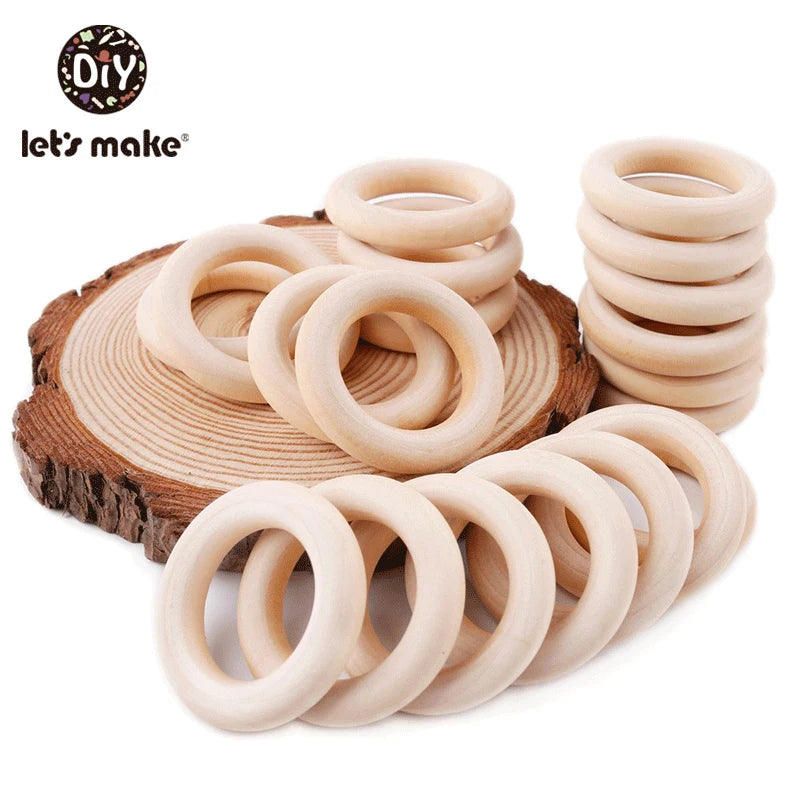 Wooden Rings DIY Maple Wood Teething Toys Smooth Finish