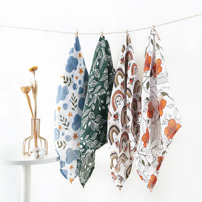 Cotton Muslin Baby Bib and Burp Cloth Scarf Set