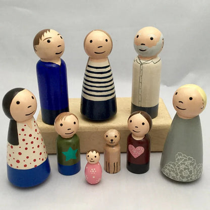 Wooden Peg Dolls DIY Unfinished Room Decor Toy Set