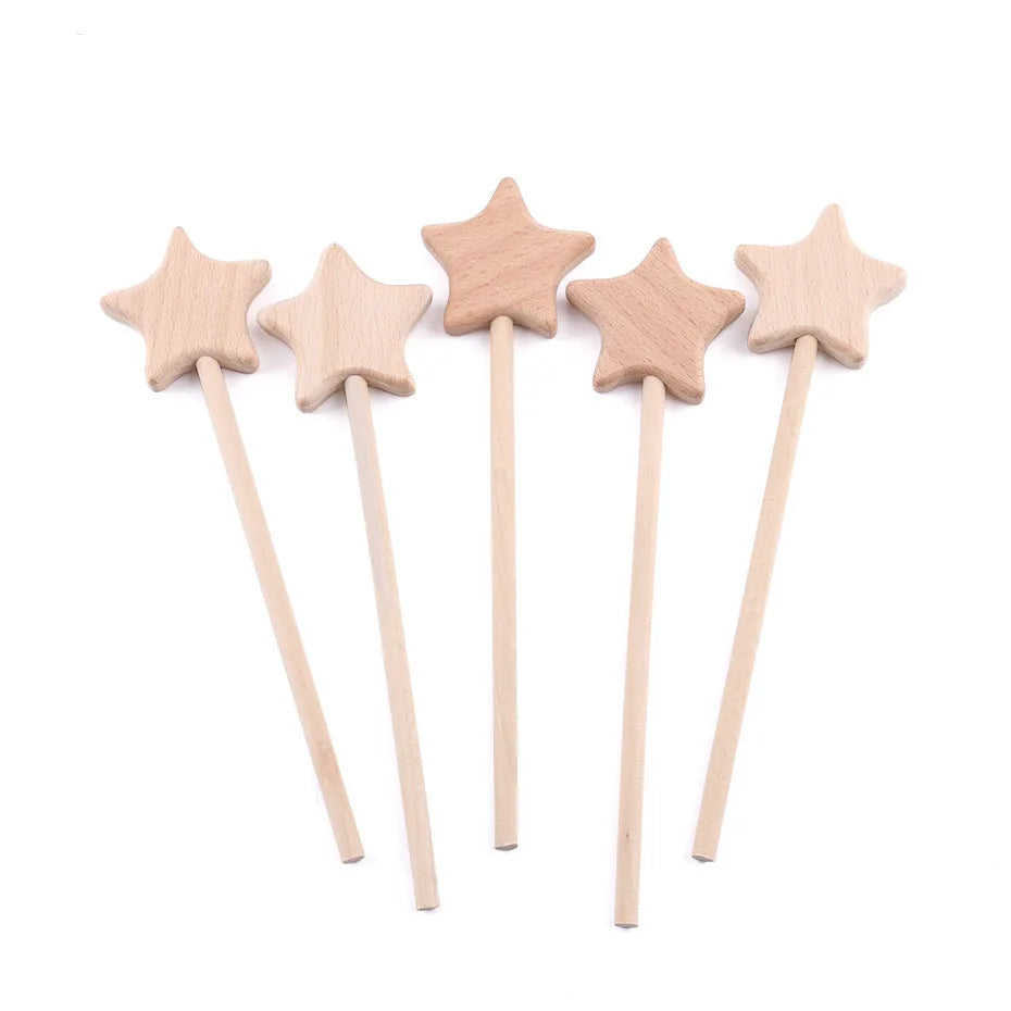 Wooden Star Magic Wand Beech Teething Toy Montessori Gift