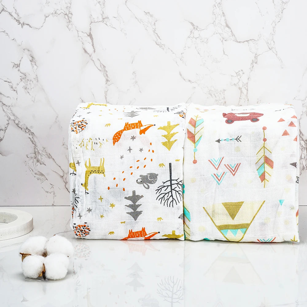 Bamboo Cotton Muslin Baby Swaddle Blanket Quilt