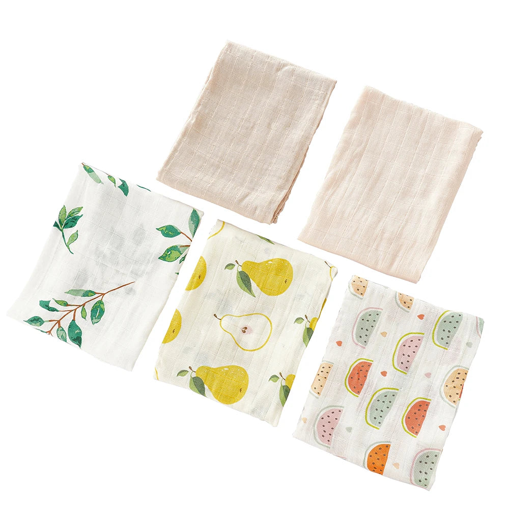 Multifunctional Cotton Muslin Baby Bib and Burp Cloth Pack
