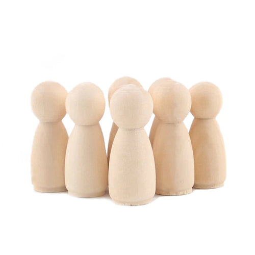 Wooden Peg Dolls DIY Unfinished Room Decor Toy Set