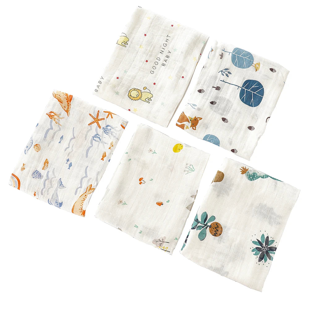 Multifunctional Cotton Muslin Baby Bib and Burp Cloth Pack