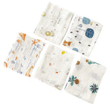Multifunctional Cotton Muslin Baby Bib and Burp Cloth Pack