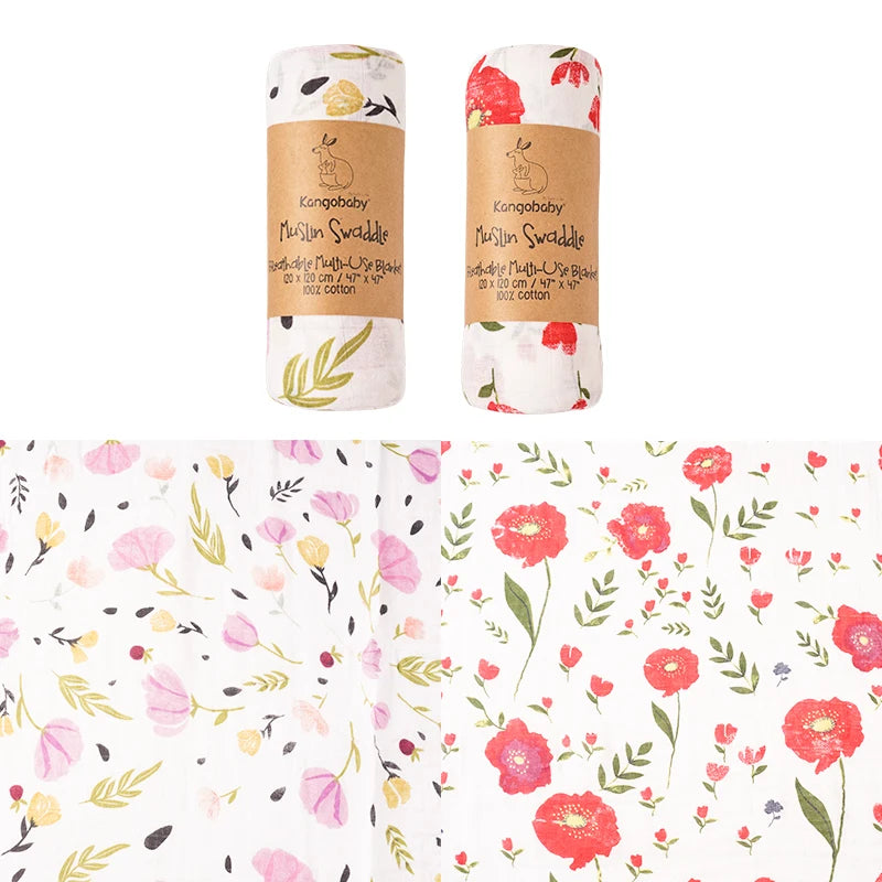 Floral Muslin Swaddle Blanket Set Colorful Design