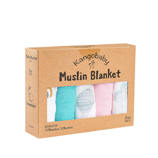 Multifunctional Cotton Muslin Baby Bib and Burp Cloth Pack