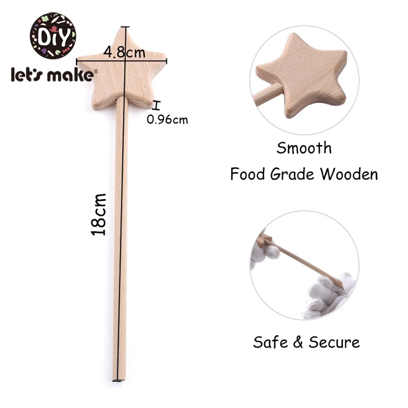 Wooden Star Magic Wand Beech Teething Toy Montessori Gift